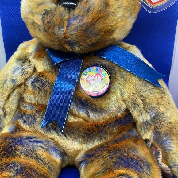 TY Beanie  Babies Buddy Accents Clubby III Brown/Blue Bear 2000 Plush 13 Inches - Picture 5 of 11